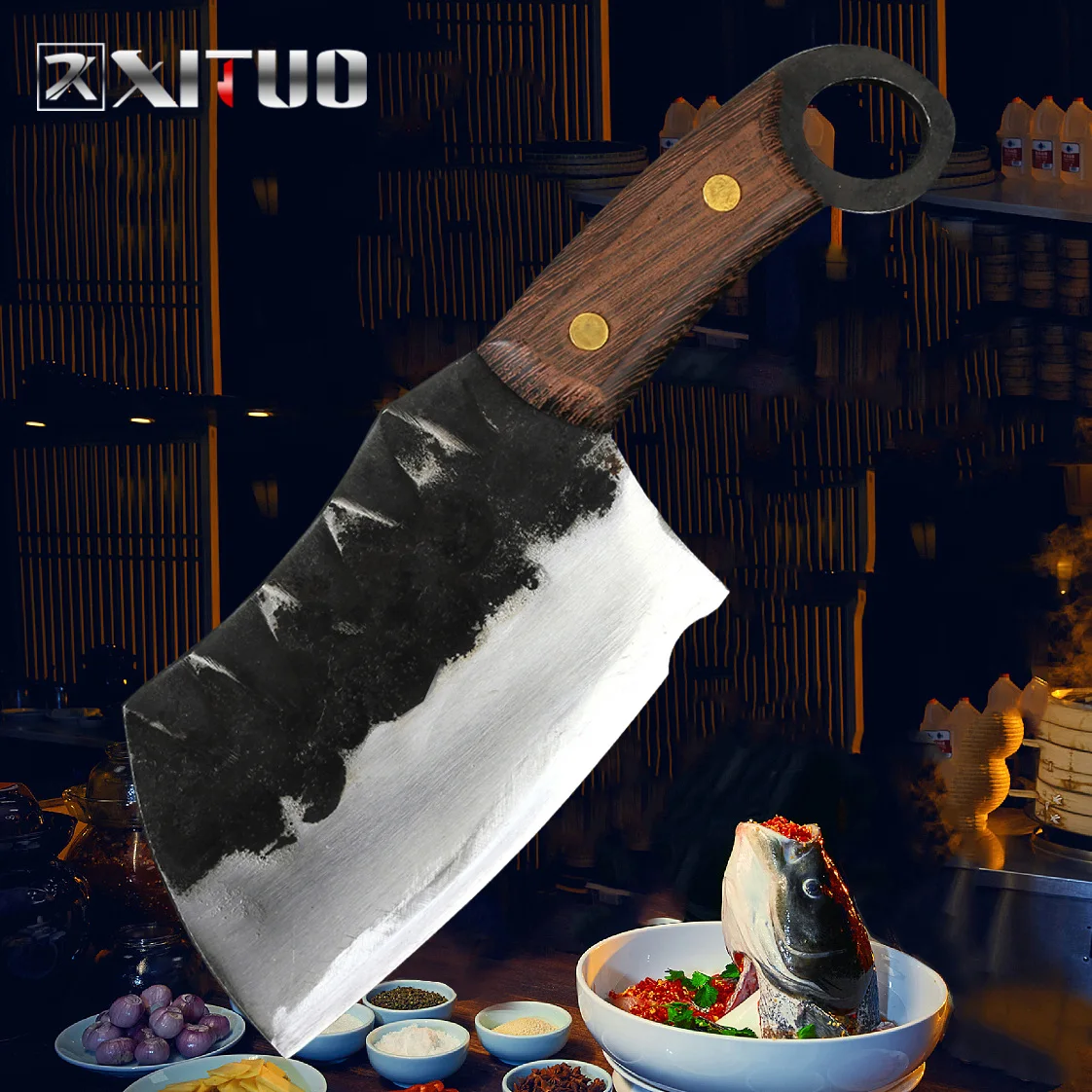 XITUO высокоуглеродистой стали ковки ручной работы нож японский Santoku шеф-повара нож с антипригарным накири Кливер Gyuto Kiritsuke нож