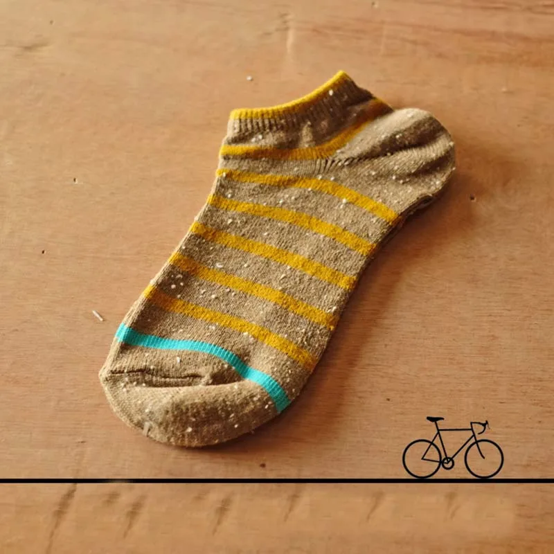 

[EIOISAPRA]Men Women Lovers 5 Color Striped Short Socks Comfort Elastic Breathable Antiskid Cotton Fiber Socks Meias