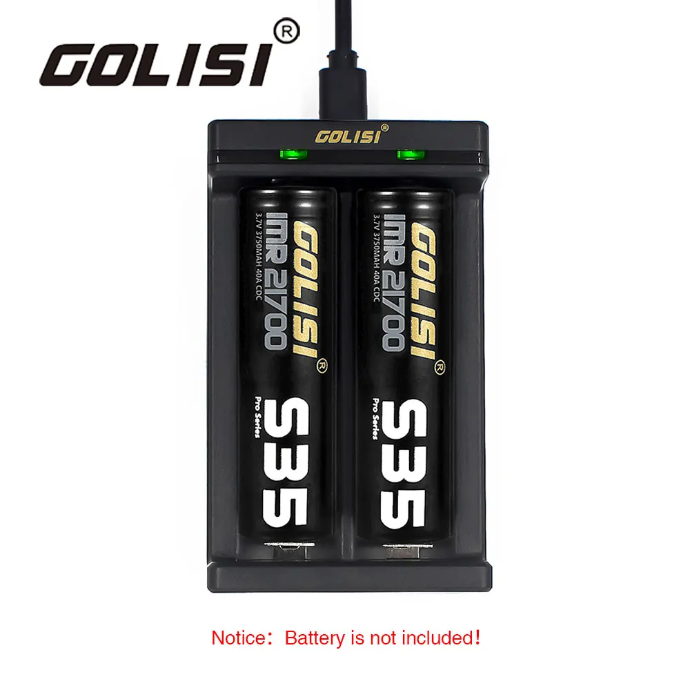 Зарядное устройство Golisi UCable 2 слота светодиодный А для Li Ion 18650 21700 26650 / Ni mh cd /aaa/