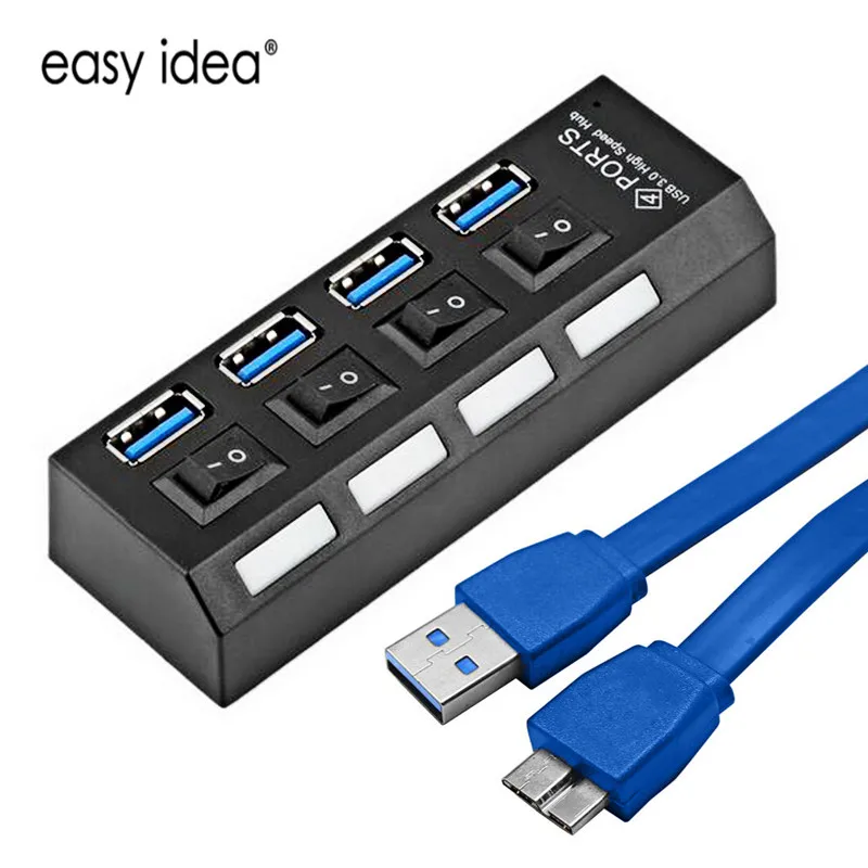 Мульти USB 3 0 концентратор сплиттер 5 Гбит/с микро с адаптером питания вкл/выкл