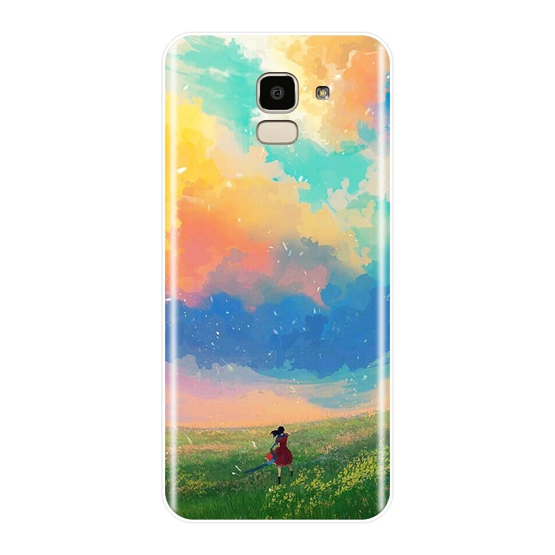 Мягкий силиконовый чехол для телефона Samsung Galaxy J4 J6 J8 Plus с мультяшным рисунком