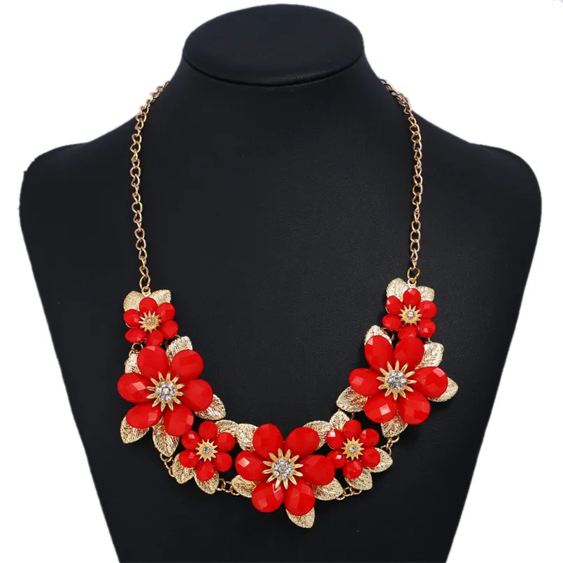 Olaru Мода сусальное золото цветок колье Neckalce для женщины новый себе Макси