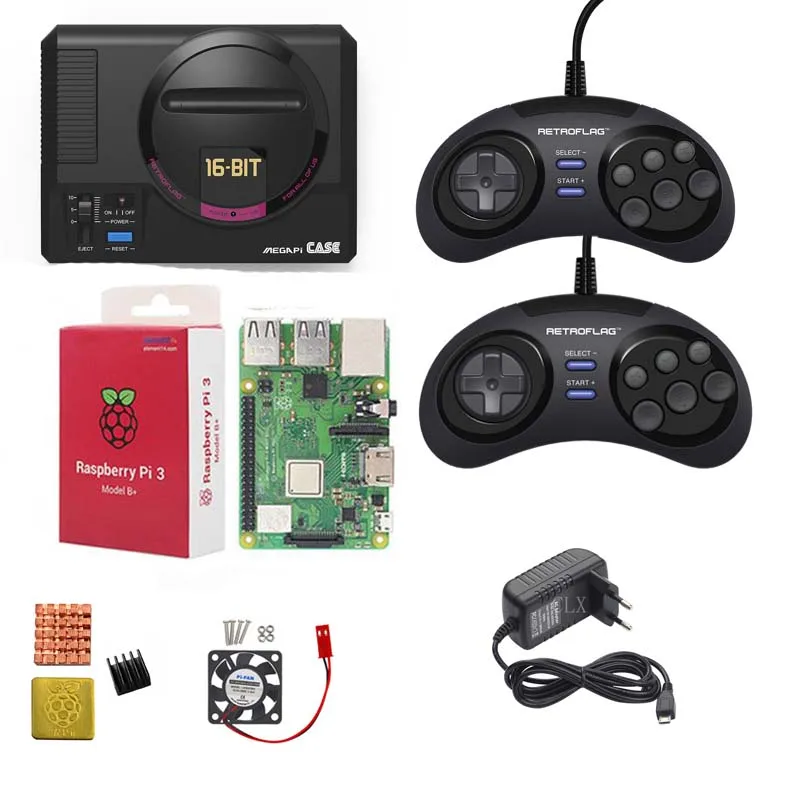 Retroflag MEGAPi чехол + Raspberry pi 3B/3B (Plus) вентилятор теплоотвод 5 В 3 А мощность 2 шт. игровой