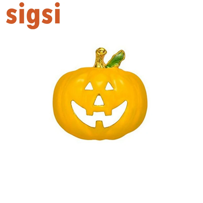 

4.7*4.8cm Halloween Costume Jewelry yellow enamel Pumpkin face Brooch Pin