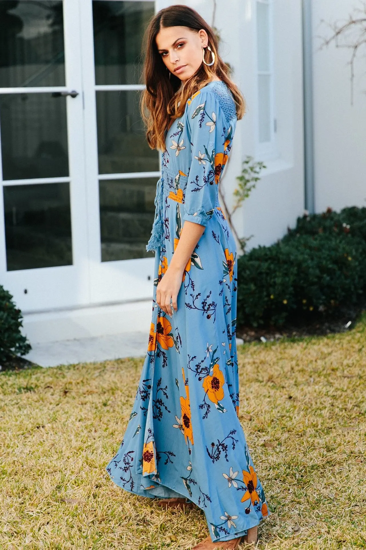 Женская пляжная одежда женское платье купальники для одежды чехол для одежды Ups Bohemia печать шеи Кнопка с длинным рукавом юбка