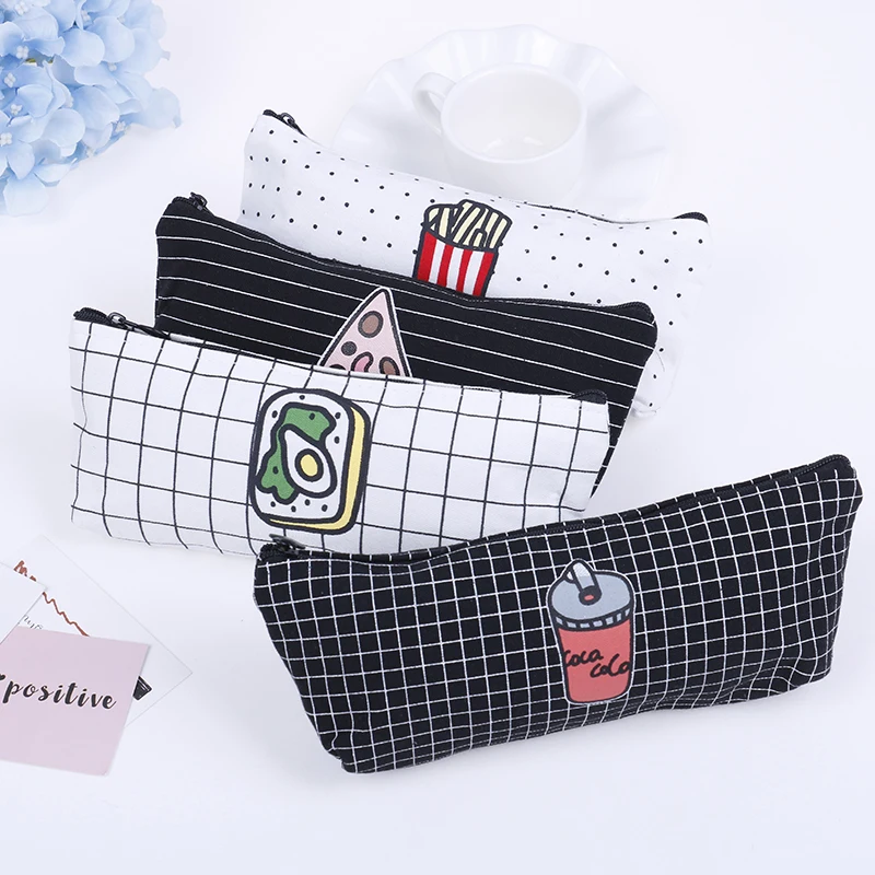 Милый чехол-карандаш из парусины для пиццы и картофеля фри каваи канцелярские