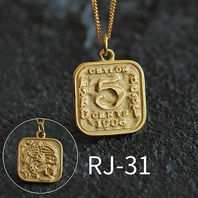 RJ-31 925 Серебряная монета ожерелье Чокер-колье Золотая подвеска шарм минимализм ювелирные изделия Винтаж Бохо Bijoux Femme колье ожерелье для женщин - Окраска металла: RJ-31