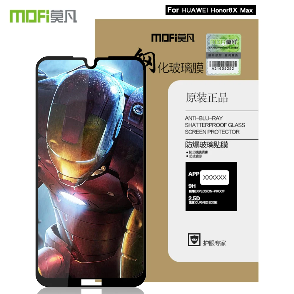 Закаленное 3d стекло MOFi с полным покрытием экрана для Huawei Honor 8X Max стеклянная