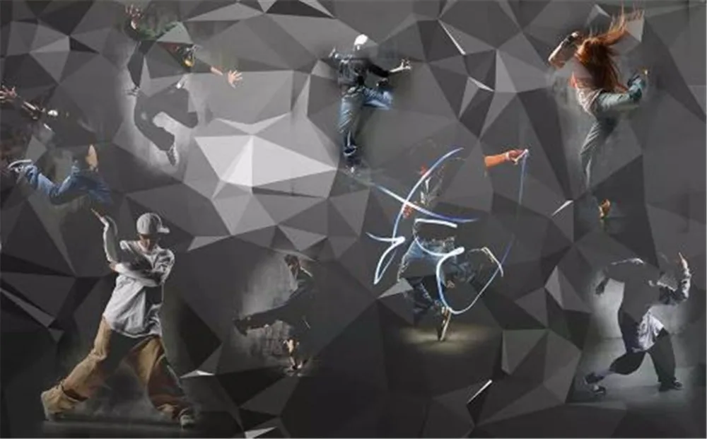 

Custom 3d Digital Printing Silk Wallpaper Modern 3D Street Dance Dynamic Art Bar KTV Decoration Ddvanced Fine Wallpaper