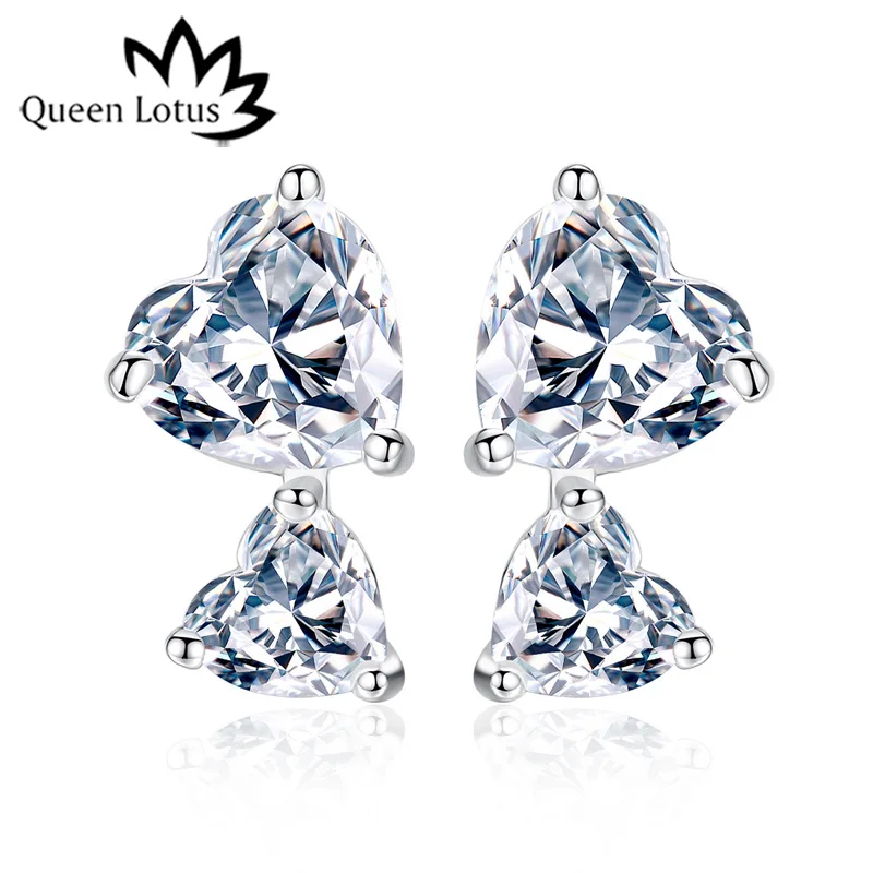 Модные роскошные женские серьги Queen Lotus 2018 романтические маленькие с двойным