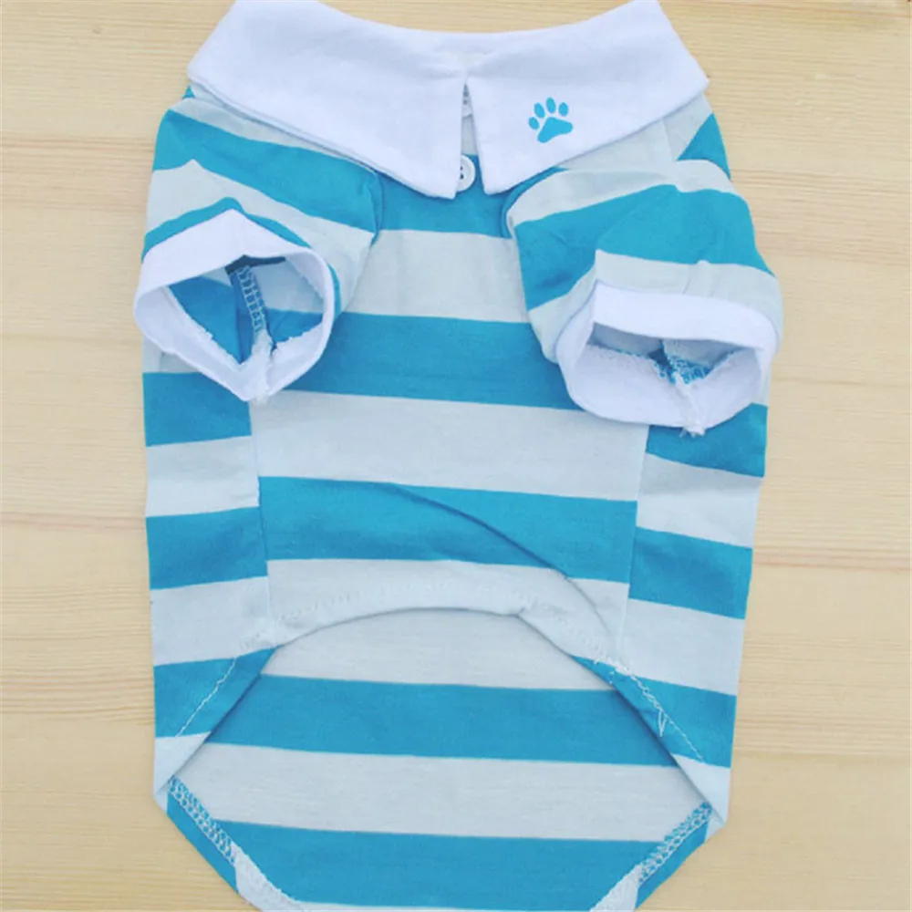XS/S/M/L популярная Милая футболка для собак одежда с лацканами в полоску унисекс