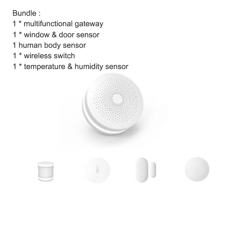 bundle 5 Xiaomi Mijia комплекты для умного дома шлюз 2 двери окна датчик движения датчик беспроводной переключатель датчик температуры и влажности ZigBee розетка - Цвет: bundle 5