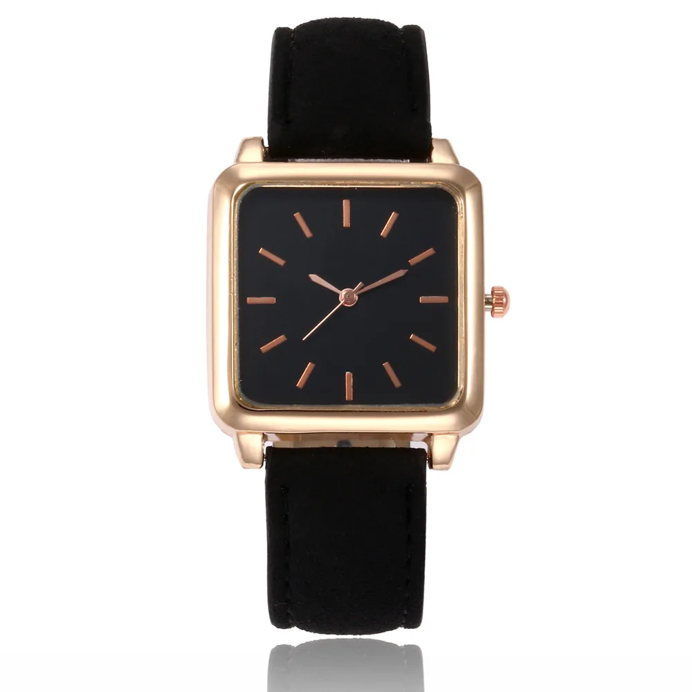 

Fashion Watch Women Black Ladies Watch Simple Quartz Wristwatches Square Dial Design Clock Relogio Feminino [Buy 1 Get 1 Free]