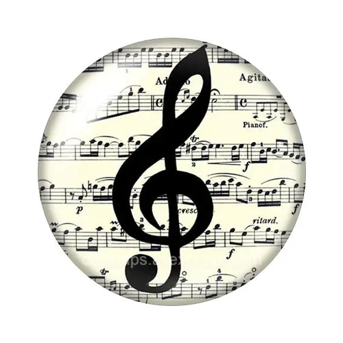 B Новые музыкальные ноты, красивые 10 шт., 12 мм/18 мм/20 мм/25 мм, круглые фото Стеклянные Кабошоны, демонстрационные, с плоской задней частью, изготовление, ZB0680 - Цвет: B
