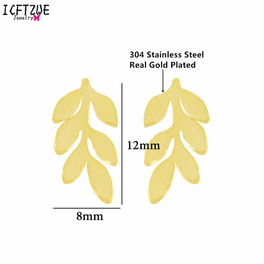 DIANSHANGKAITUOZHE Gold Silver Vintage Leaf Stud Earrings for Women Men Bijoux Stainless Steel Brincos De Festa Trendy Jewelry|stud earrings|stud