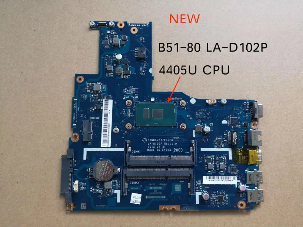 Протестировано для Lenovo B51 80B51-80 BIWB6 B7 E7 E8 LA-D102P материнская плата ноутбука 4405U |