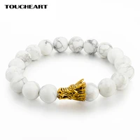 toucheart white distance dragon head charms bracelets bangles for women man gold natural stone animal bracelet femme sbr160139