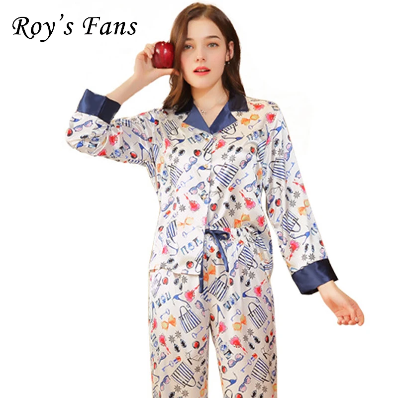 Roy's Fans/модные пижамные комплекты с длинными рукавами и отложным воротником