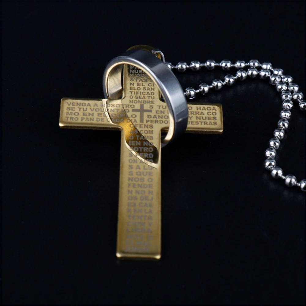Новый Панк мини Библейский крест ожерелья с буквой и кулонами для мужчин из