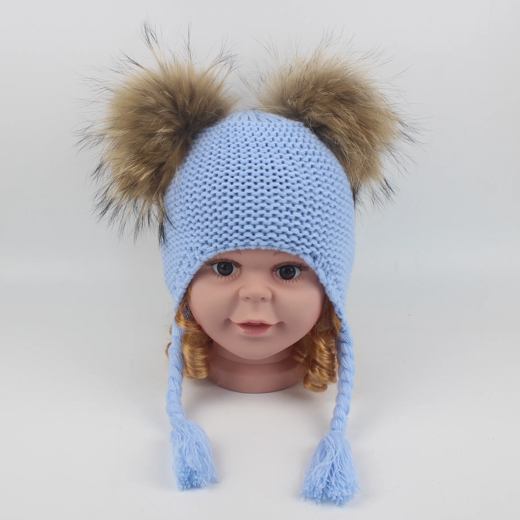 2021 Fashion photography props photo accessories Cap Kids baby boy warm winter children Hat nature fur knitted cap 1-8 year | Детская