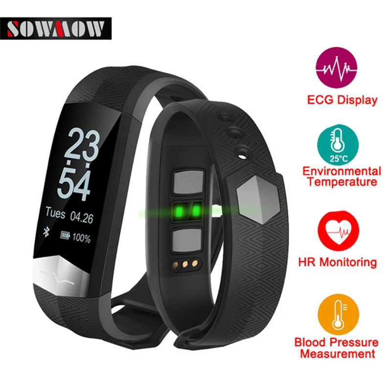 Sowmow cd01 Bluetooth Smart Band ЭКГ сердечного ритма артериального давления смарт браслет