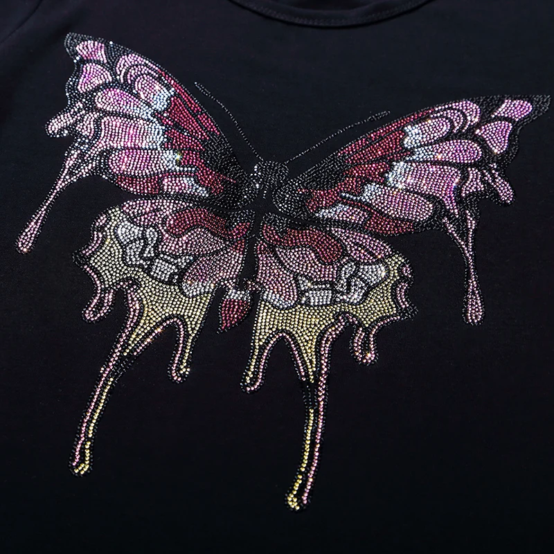 Big colorful butterfly hot fix rhinestone motif designs iron on crystal transfers design applique patches strass | Дом и сад