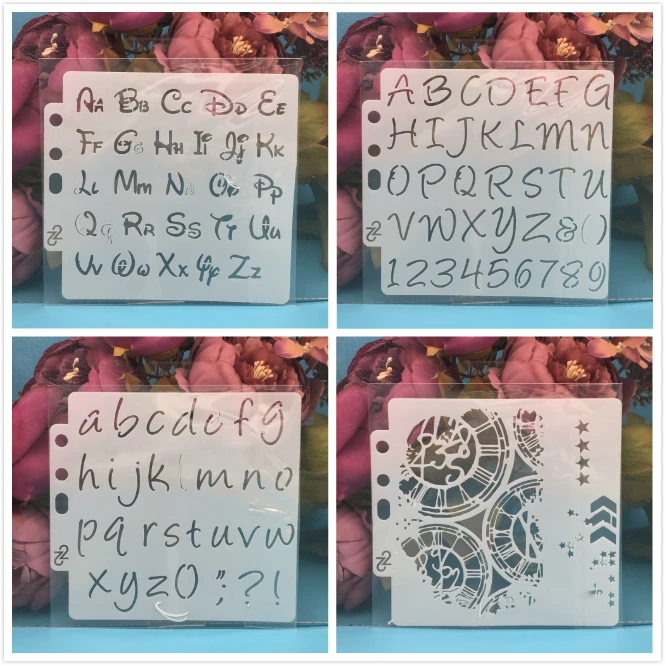 4 шт./компл. 14 см Алфавит буквы Шестерня DIY трафареты раскраска для скрапбукинга