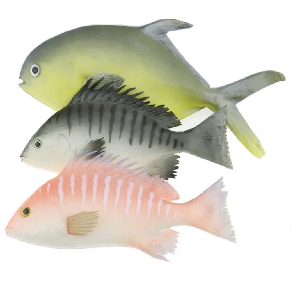 

Gresorth 3 PCS Fake Butterfish Striped Bass Fish Lifelike Animal Toy Sea Creatures Food Decoration