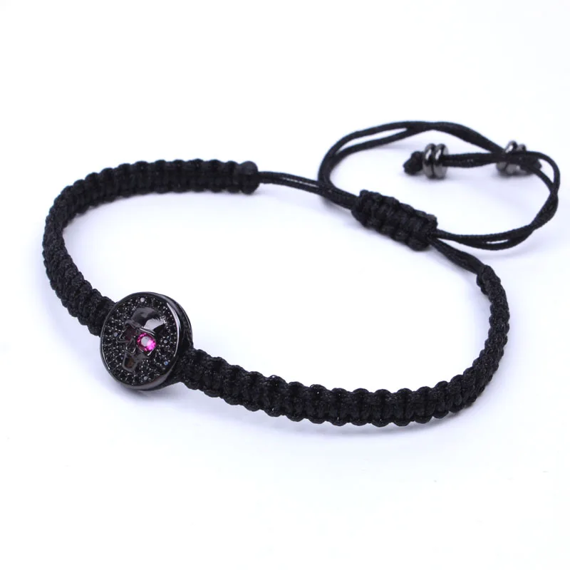 Новый черный CZ проложить череп браслет для мужчин ручной работы готический в