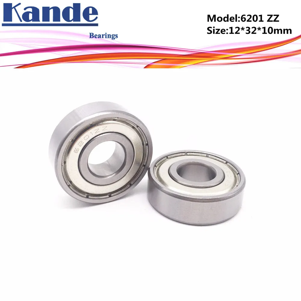 Kande 6201ZZ 10 шт. Однорядный шариковый подшипник с глубоким желобом 6201 2Z 12x32x10 мм