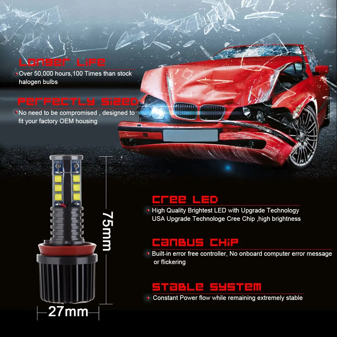 Для BMW E92 светодиодные габаритные огни глаза ангела 120W безотказный для E87 M3 E70 E71 F01