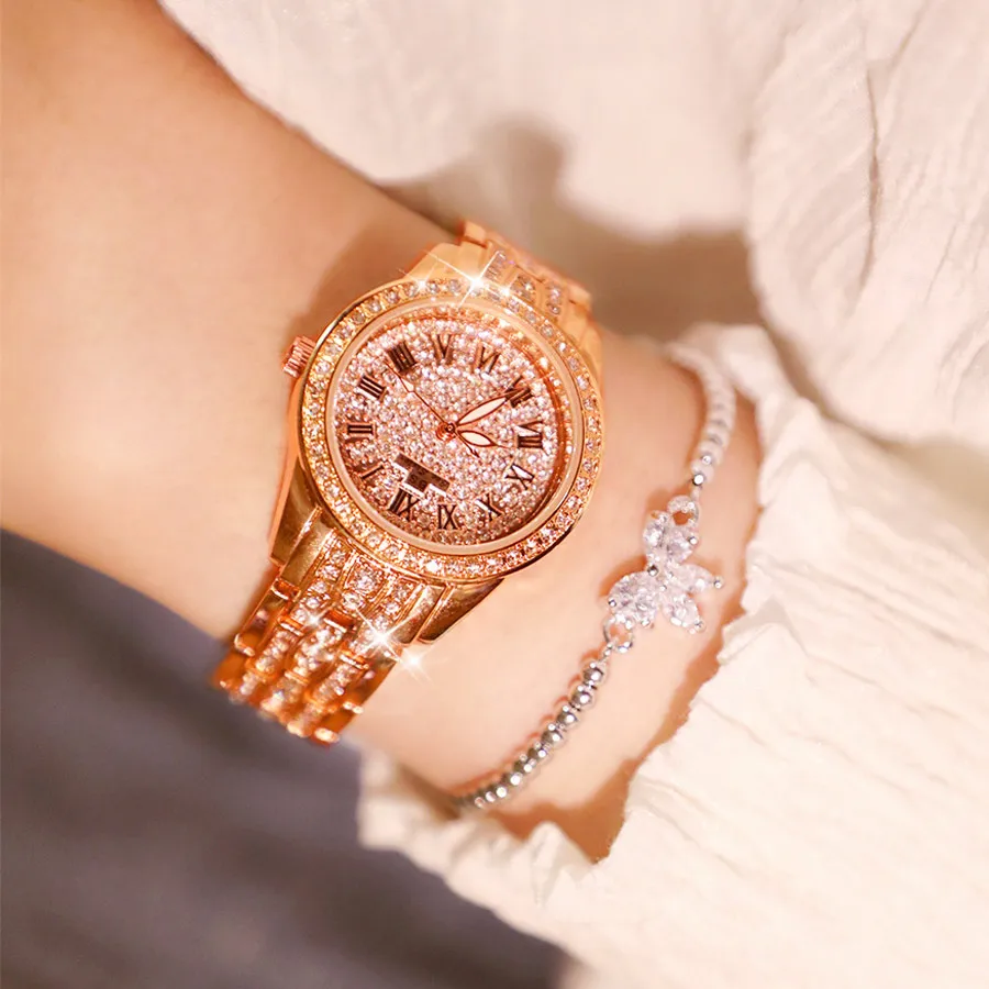 

High quality top brand luxury ladies watch womens quartz full diamond rome scale fashion new 2018 waterproof women wrist watches