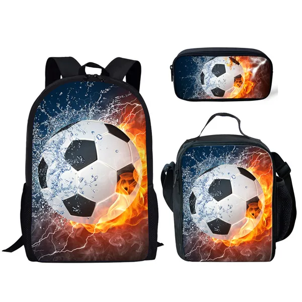 Jackherelook 3D Fire Ice Foot Ball футбол напечатанные школьные рюкзаки большой комплект из 3 предметов для мальчиков школьные сумки ранцы - Цвет: H232CGK