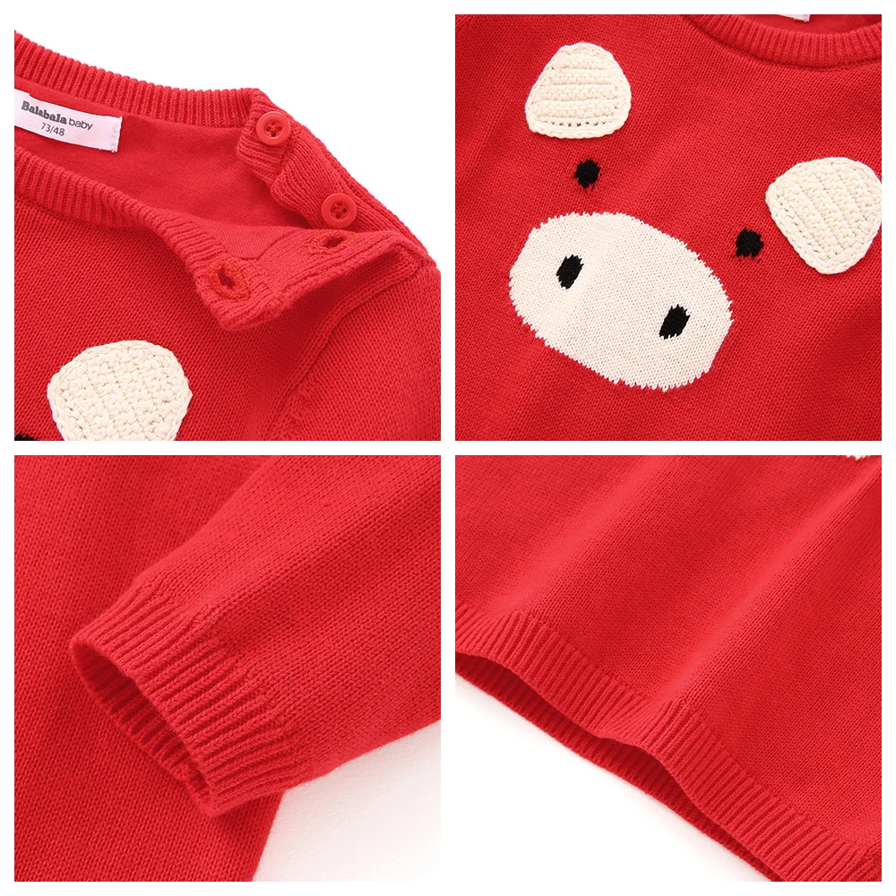 Balabala Baby Graphic Soft Knit Sweater Infant Newborn Boys Girls 100% Cotton Tops Clothes Clothing Open Shoulder |