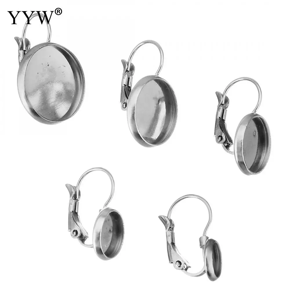 

100PCs/Bag Stainless Steel Lever Back Earring Blank Cord Tips Silver Plated Earrings Caps End Caps Jewelry Findings Accessories