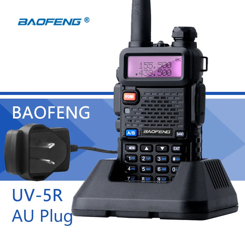 Baofeng UV 5R Portofoon Walkie Talkie AU Plug VHF UHF 2 Way любительский CB радио 128CH VOX фонарик Портативный