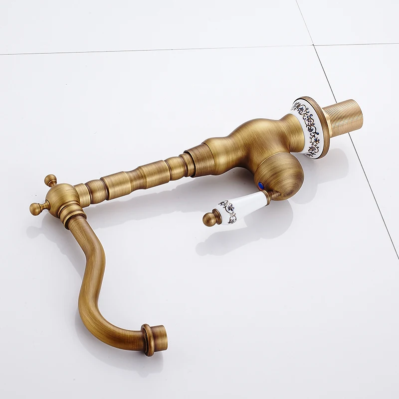 Uythner Antique Brass Bathroom Basin Faucet Ceramic Handle &amp Base Vessel Face Mixer Tap | Обустройство дома