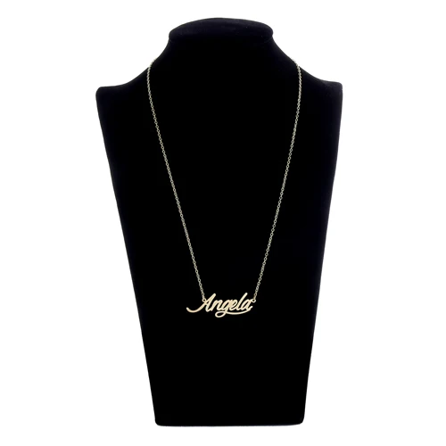 Женское ожерелье с буквенным принтом AOLOSHOW Золотое колье надписью Angela NL-2397 |
