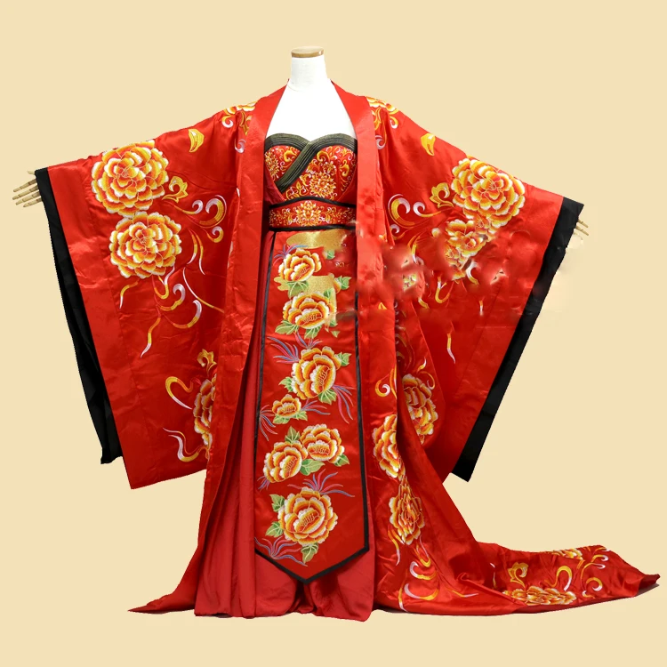 ТВ игра Legend of Great empтрица Тан Ву Meiniang Red Hanfu Свадебный костюм с вышивкой дракона и