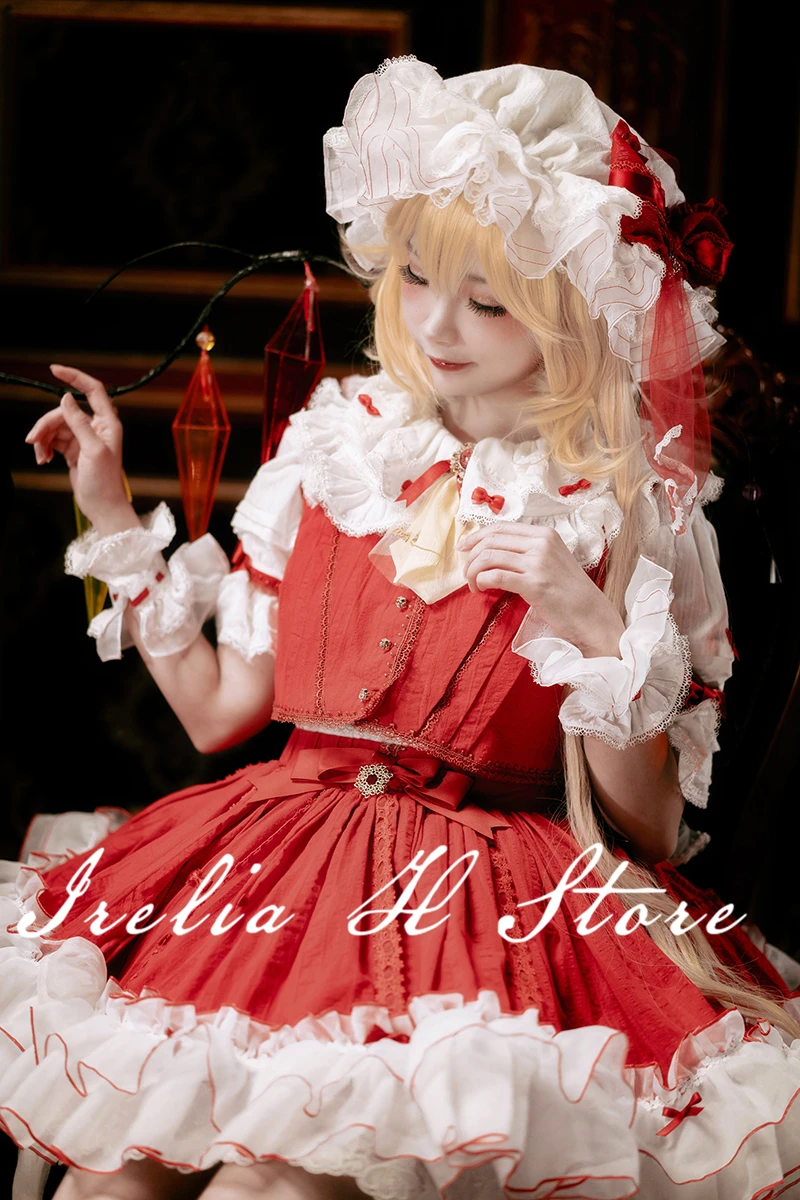 {Stock}Flandre Touhou Project Косплей Flandre Scarlet Карнавальный Костюм Платье Женская