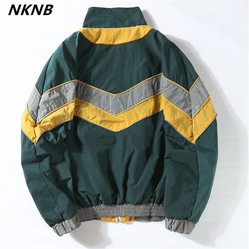 Винтаж Multi цвет блок лоскутное ветровка куртки осень 2018 г. хип хоп Уличная Zip Up
