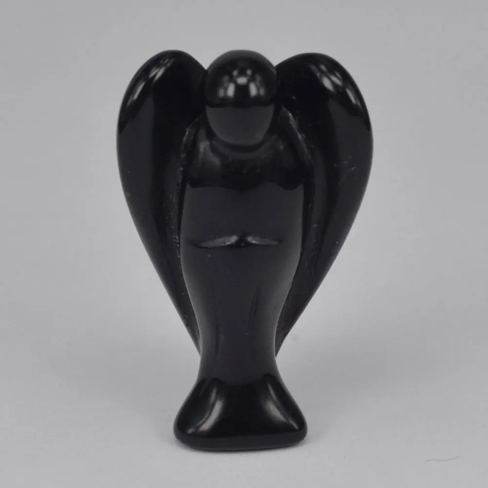 1 5 дюймовые черные обсидиановые драгоценные камни резьба ангел природные