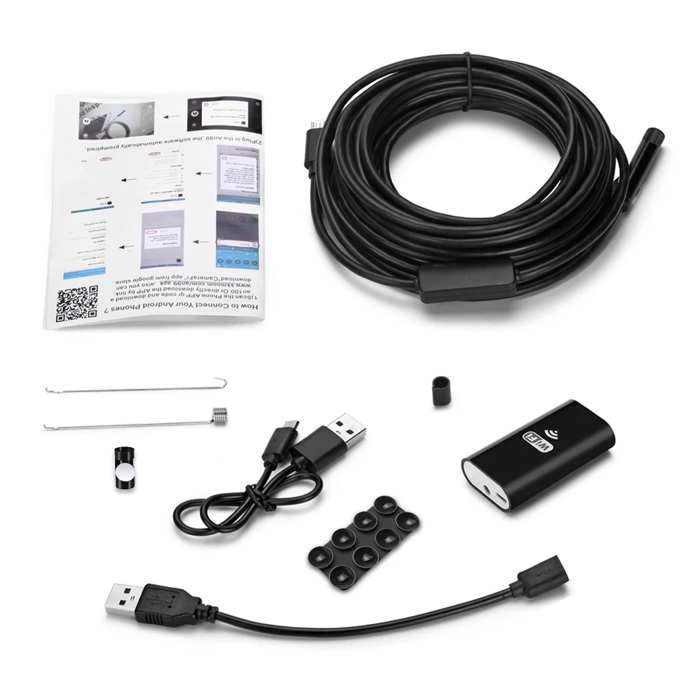 Камера Эндоскоп Fuers HD 720P Wi Fi объектив 8 мм 1 м 2 дюймов светодиодный