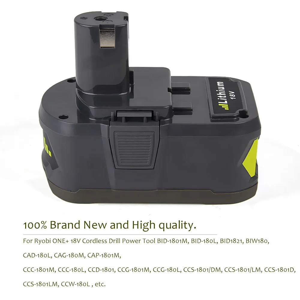 Литий-ионный аккумулятор Eleoption 18 в 5000 мА · ч 2 шт. для Ryobi P108 RB18L40 P2000 P310 ONE + BIW180 |