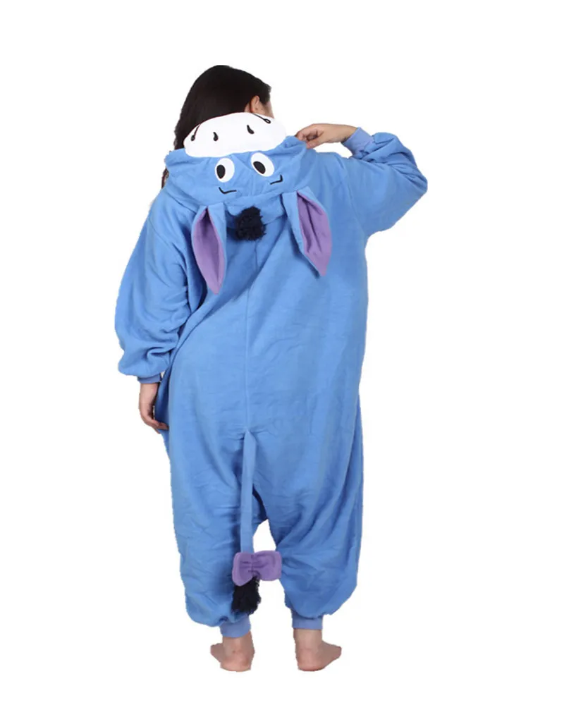 Голубой Ослик Onesie косплей костюм новая обувь в виде лап девушки комбинезон
