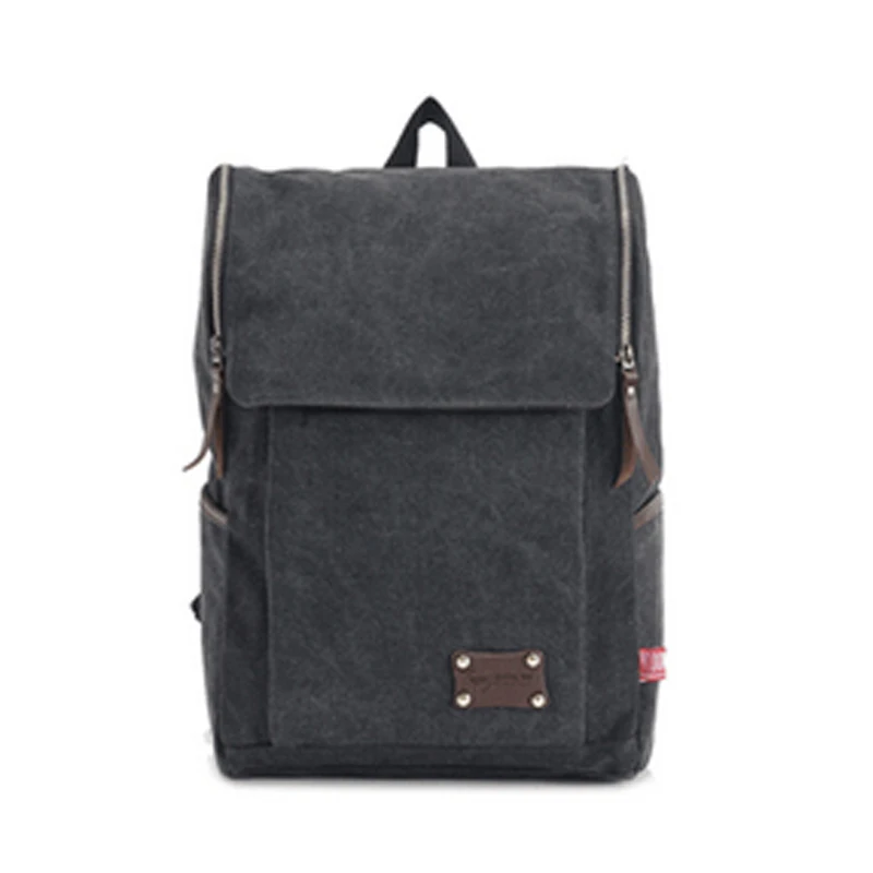 

High Quality Men's Backpacks Men Solid Zipper Cover Vintage Canvas Backpack Bag Mochilas Masculinas Rucksack Bagpack School Bags