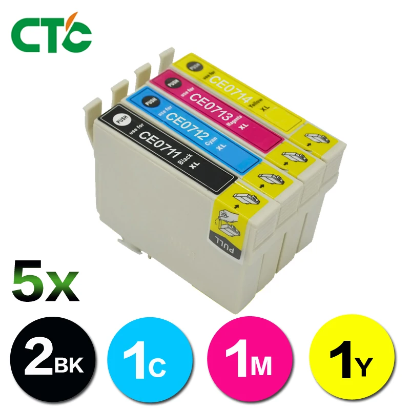 5 шт. совместимый T0715 чернильные картриджи для принтеров Epson stylus S20 SX200 S21 SX210 SX215 SX218 SX410 SX415 SX110 SX115 BX31F принтер