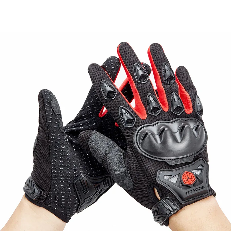 Scoyco перчатки guantes мотоциклетные полный палец Высокая защитная оболочка кремния мотокросса MX МОТОЦИКЛ мотоциклетные cicleta черный MC29 - Цвет: Full-finger  red