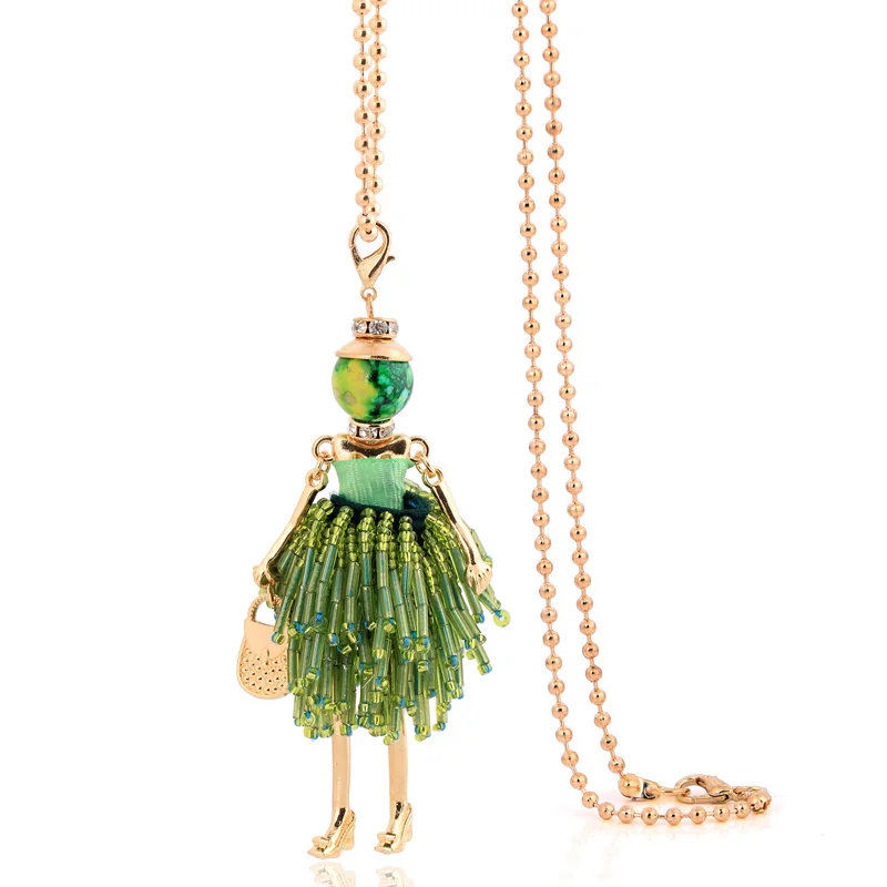Женское длинное ожерелье с подвеской очаровательное зеленое классическое