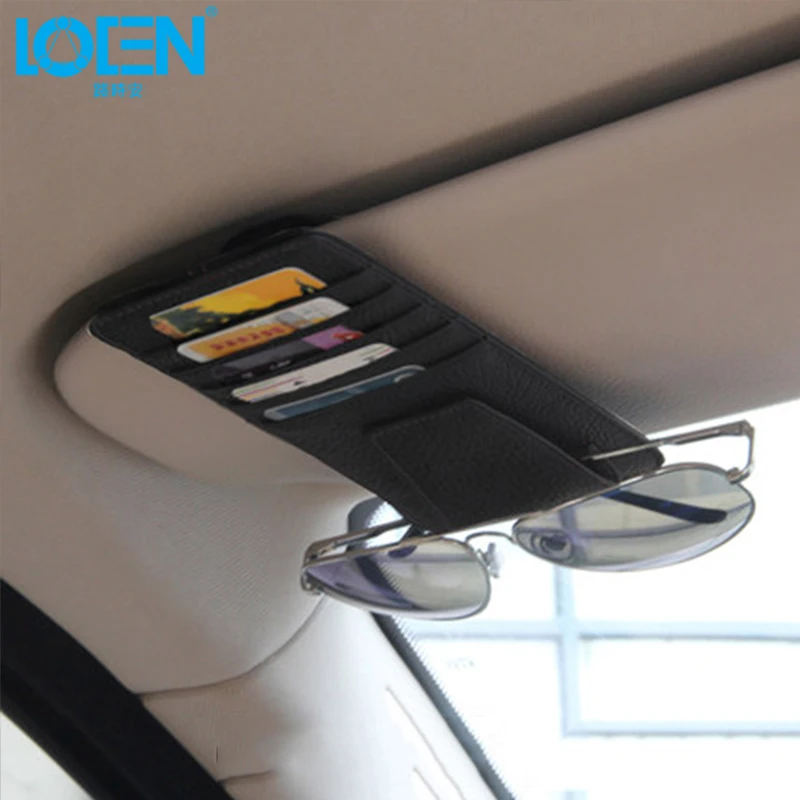 

Sun Visor Multifunction leather Car Card Package Holder Glasses Storage Organizer Car Hanging Bag car Tidying Accessories Pocket